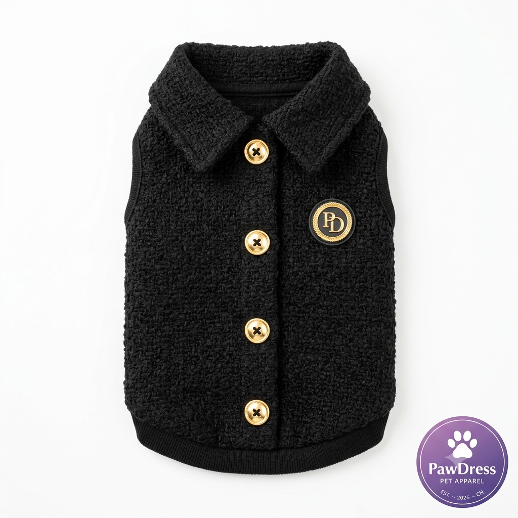 PawDress Black Tweed Button Vest