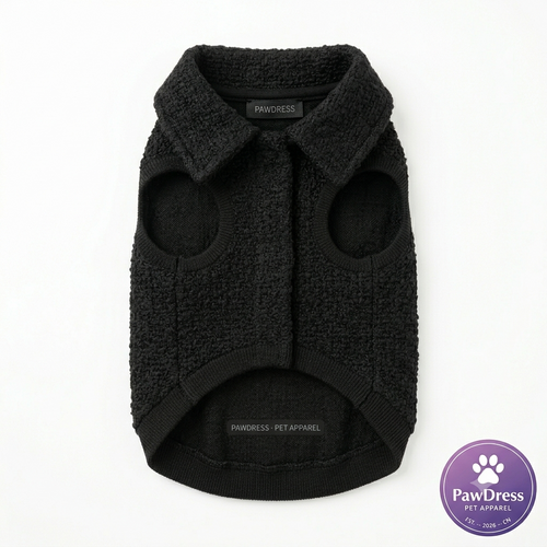 PawDress Black Tweed Button Vest