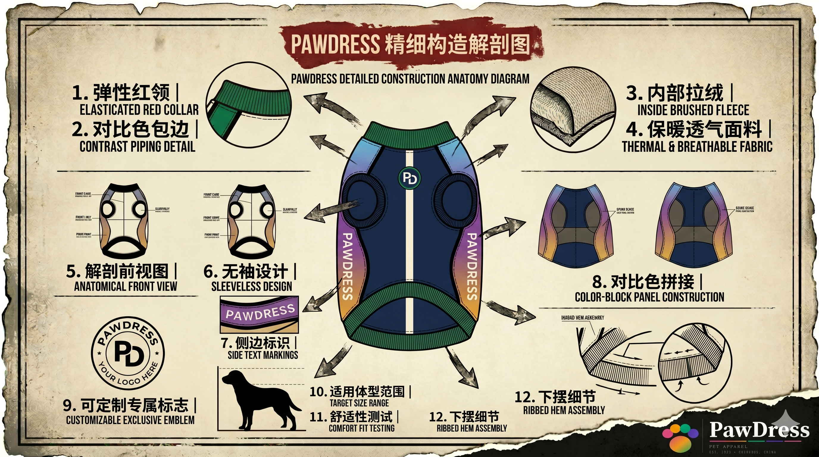 PawDress Rainbow Gradient Sport Hoodie
