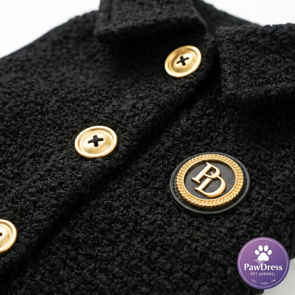 PawDress Black Tweed Button Vest