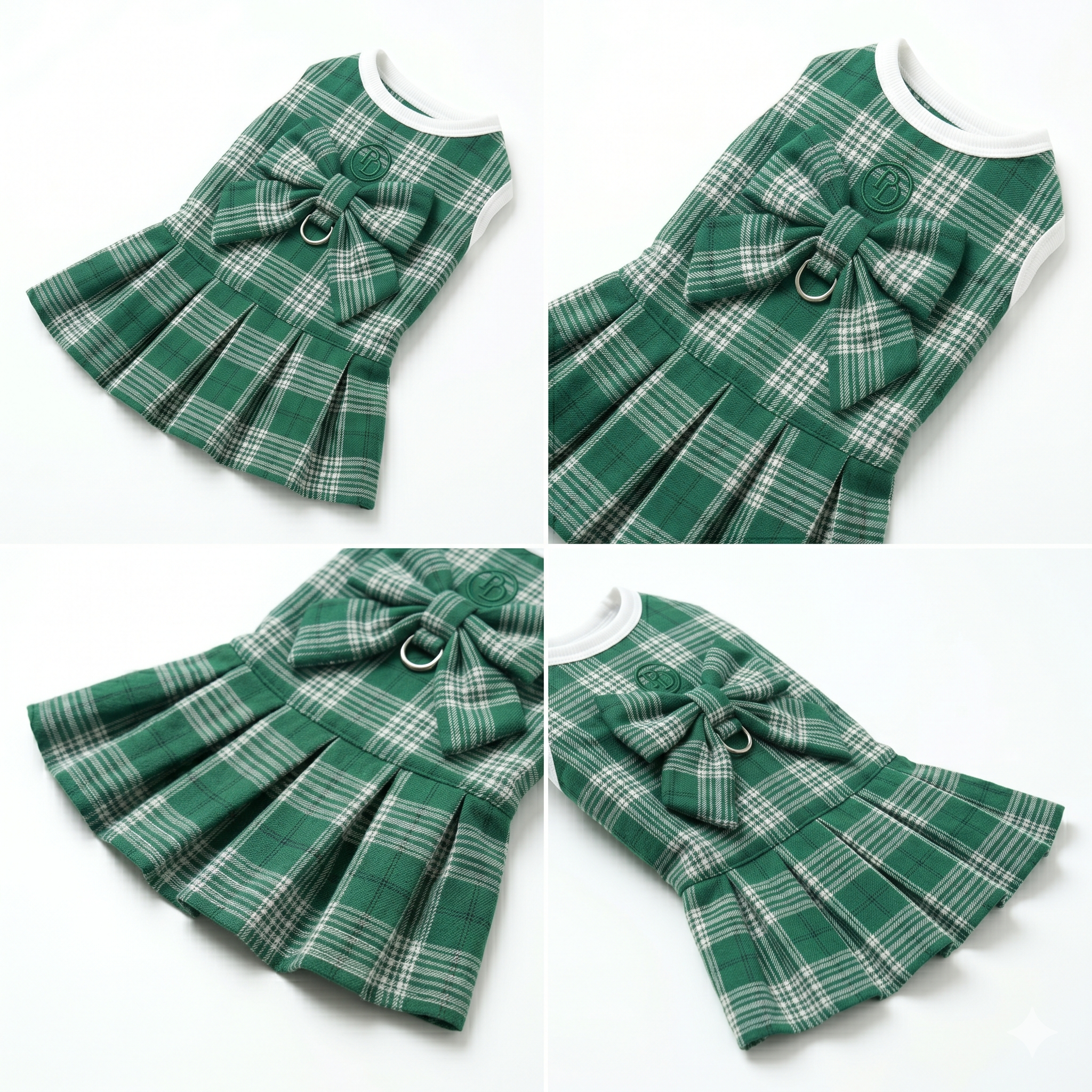 PawDress Plaid Bow Pleated Dress