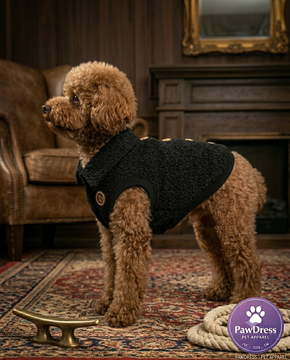 PawDress Black Tweed Button Vest