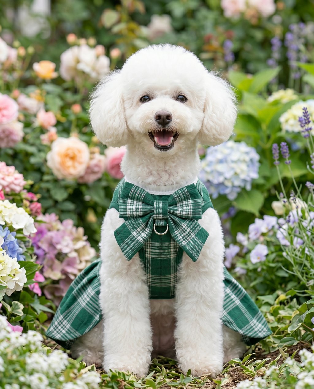 PawDress Plaid Bow Pleated Dress