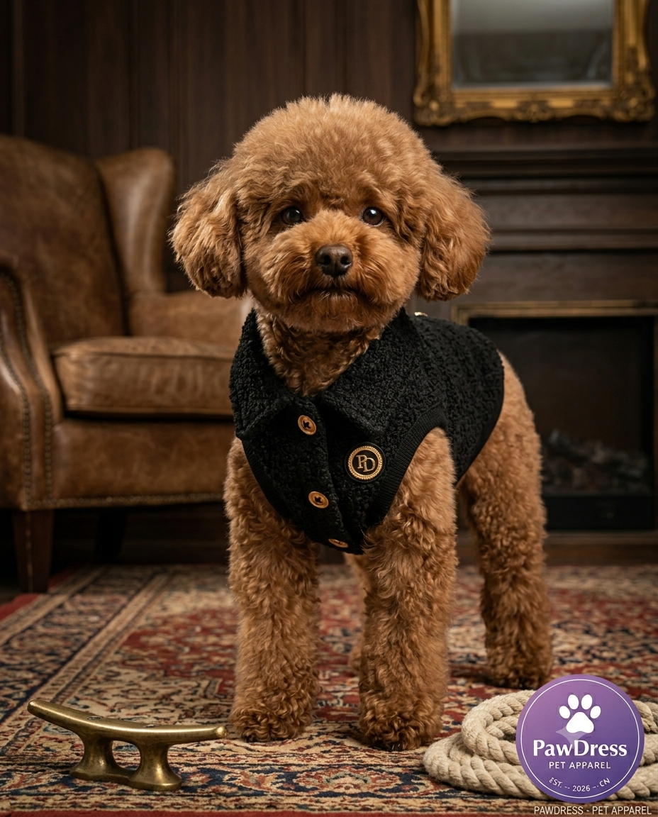 PawDress Black Tweed Button Vest