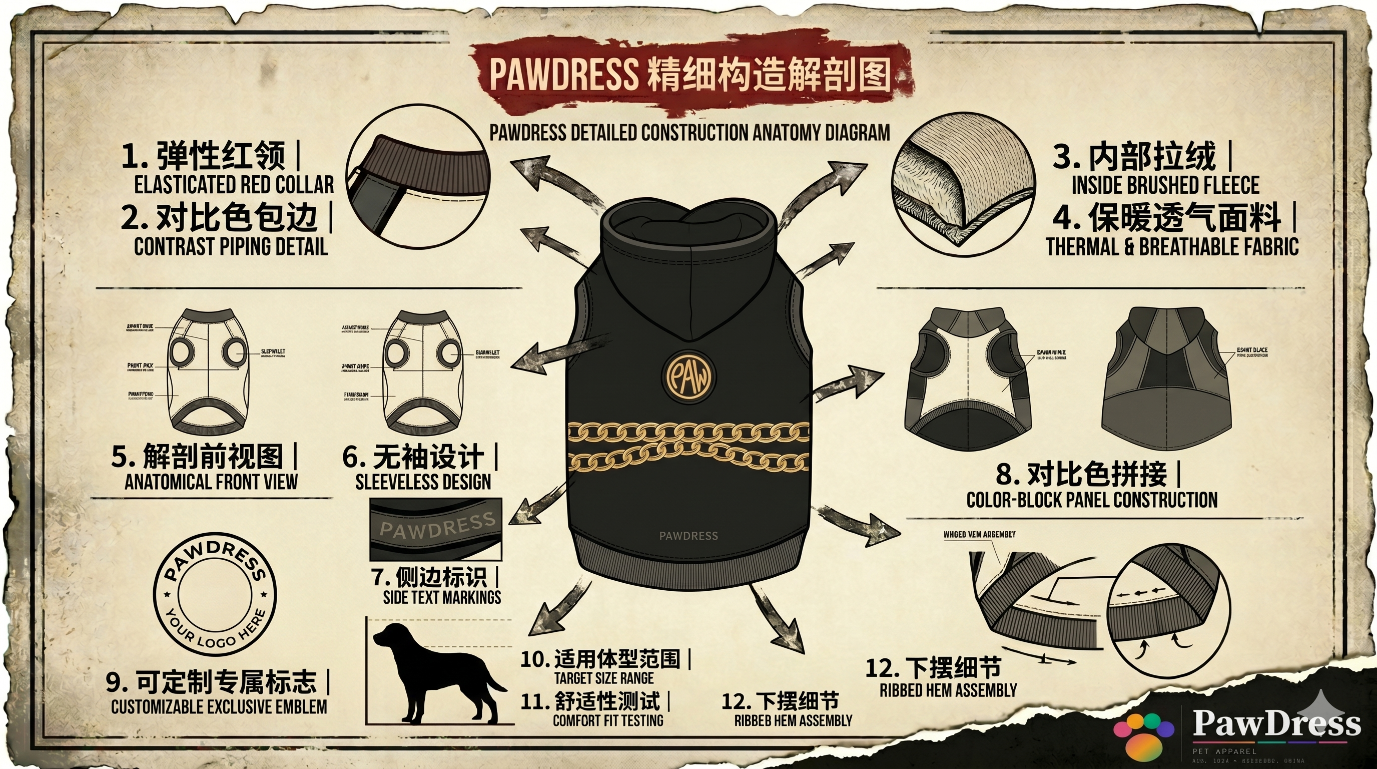 PawDress PAW Gold Chain Luxury Hoodie