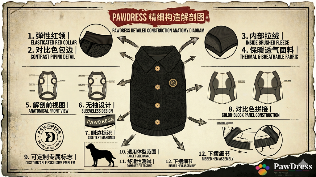 PawDress Black Tweed Button Vest